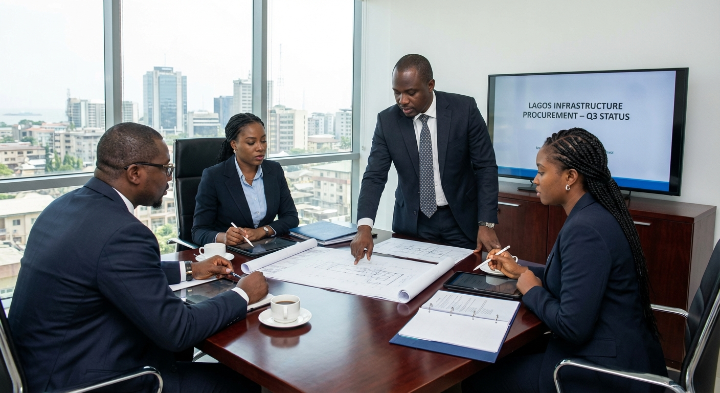 Nigerian procurement team reviewing specifications and delivery documents