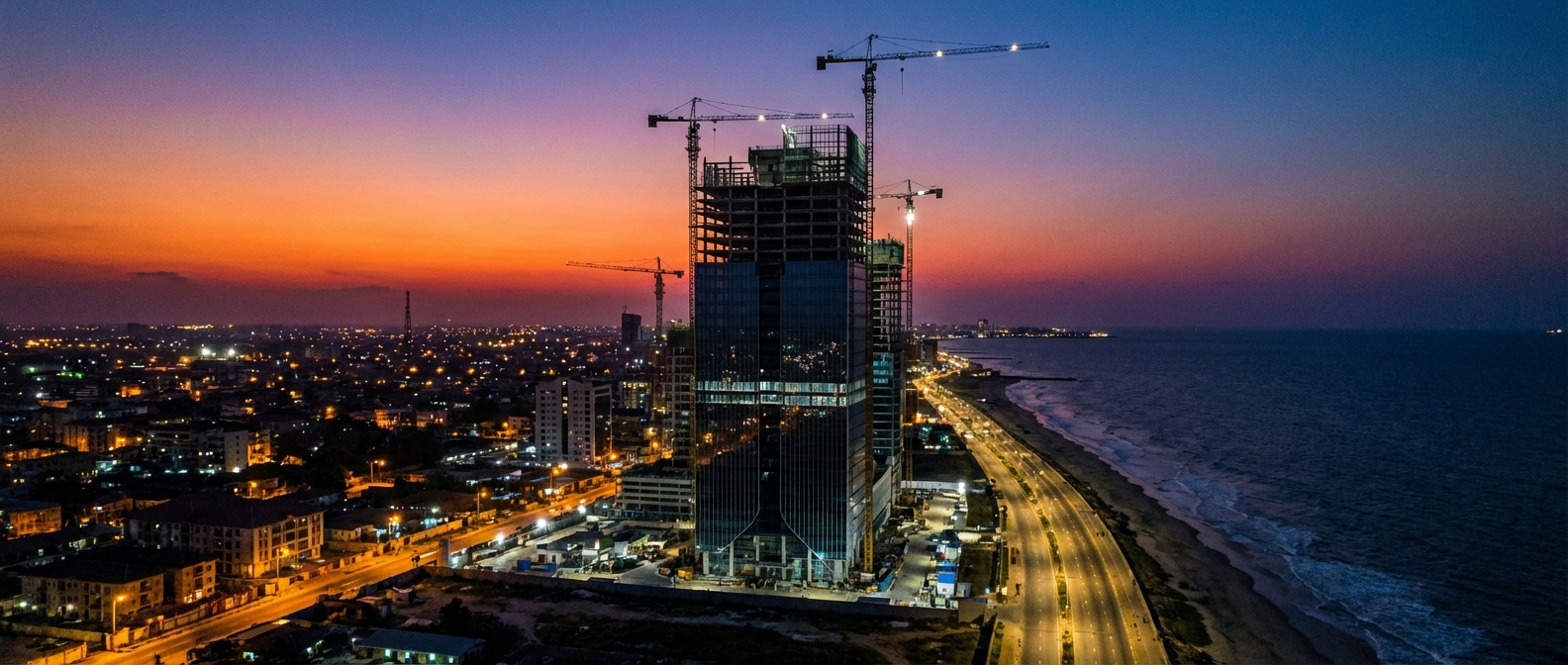 Commercial tower under construction in Lagos Nigeria